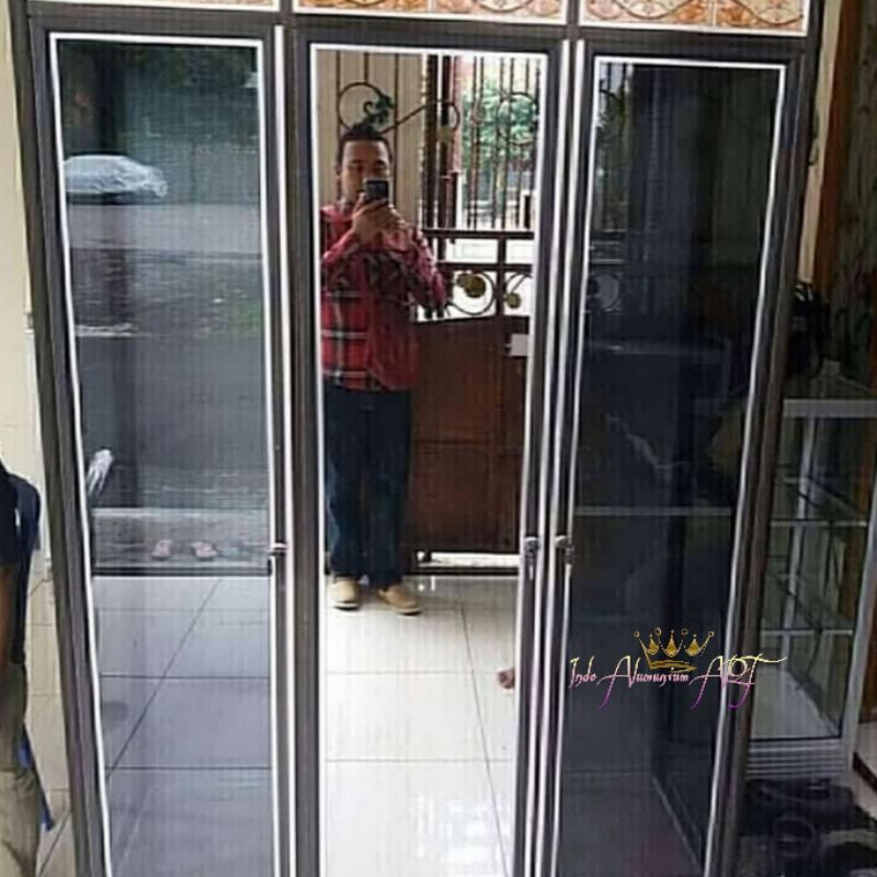 RakDapur Full Kaca - Lemari Rak Dapur Pintu 3 Bahan Aluminium