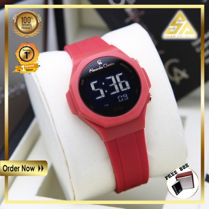 JAM TANGAN ALEXANDER CHRISTIE ALEXANDRE CHRISTIE WANITA CEWEK ORIGINAL ORI BRANDED RED DIGITAL AC 9359