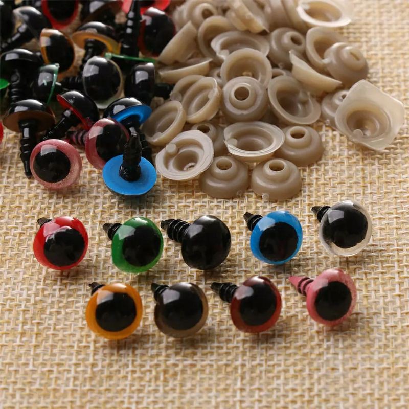 10pcs/5 pasang mata boneka BULAT WARNA/ mata amigurumi crochet coklat/ safety eyes warna