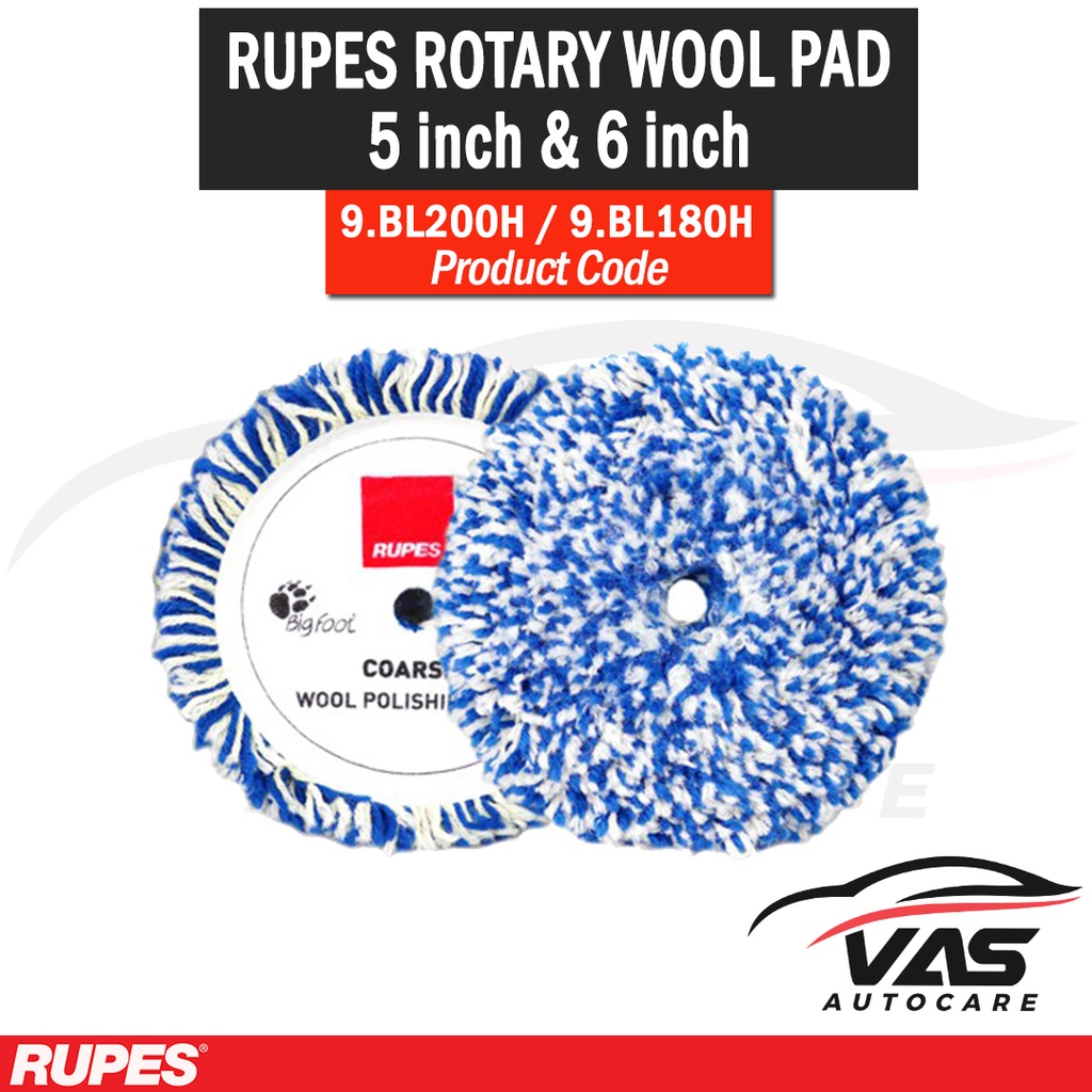 RUPES ROTARY WOOL PAD 5 & 6 inch Pads Cutting Poles 9.BL180H 9.BL200H