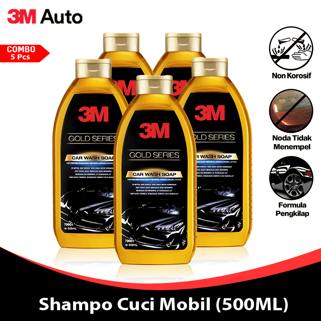 3M Auto Sabun Cuci Mobil 500 ML COMBO 5 Pcs Gold Series Car Wash Soap Shampo CMB05-3M-79001