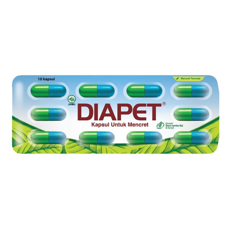 DIAPET Kapsul (1 Strip isi 10 kapsul) Jamu Untuk Diare / Mencret