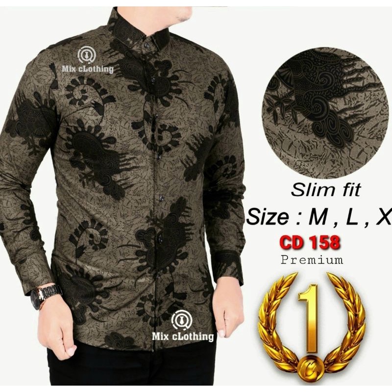 UNIK ASLI KEMEJA BATIK PRIA SLIM FIT BAJU BATIK PRIA SLIMFIT CB391 LENGAN PANJANG