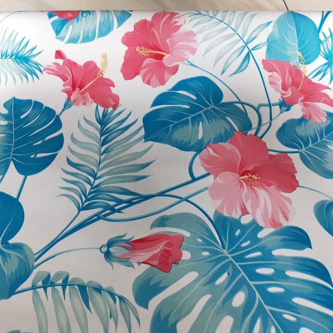 Dekor Rumah Wallpaper Dinding Motif Bunga Sepatu Cuci Gudang