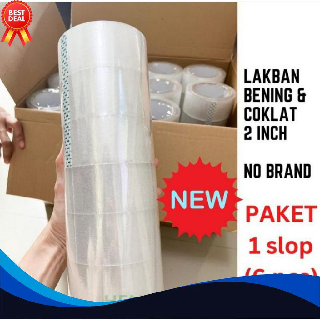 

MURAH MERIAH Lakban Packing Murah Paket isi 6 pcs Bening Transparan Coklat