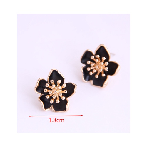 LRC Anting Tusuk Fashion Drop Of Flowers Alloy Earrings A61295