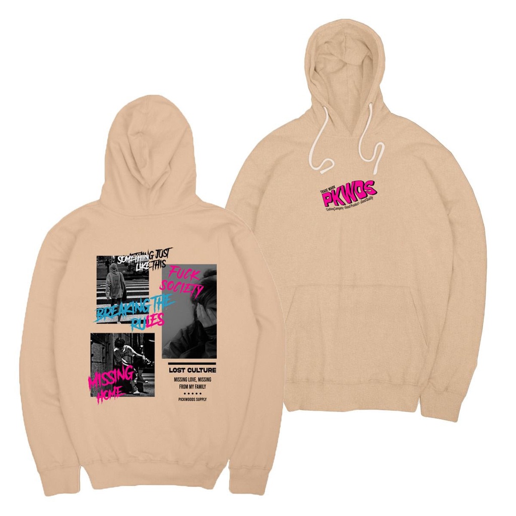 [PROMO] Jaket Hoodie Motif Aesthetic Simpel Pria dan Wanita Warna Cream Bahan Fleece Tebal / Jaket H