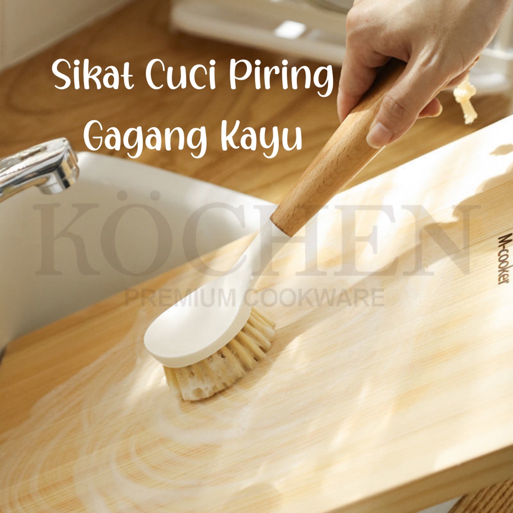 MYKOCHEN.INA Wooden Cleaning Tools Sikat Serbaguna Korea Aesthetic Minimalis Kitchen Brush Pot Cleaning Tool Diswashing Wood Brush Multifungsi Sikat Cuci Piring