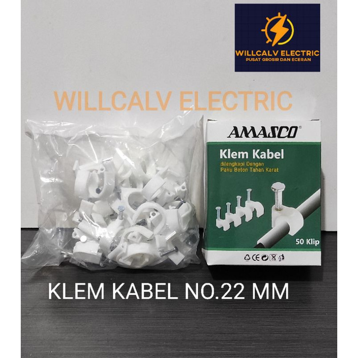 KLEM KABEL BETON TEMBOK NO 22 MM / KLEM KABEL PAKU TEMBOK BETON NO 22 MM