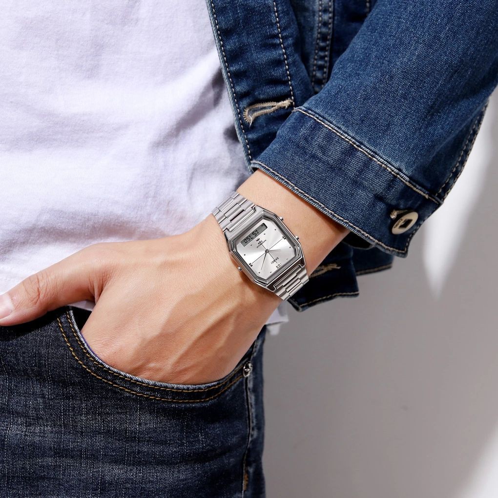 SKMEI 1612 Jam Tangan Wanita Digital Analog Tali Stainless WATCHKITE WKOS
