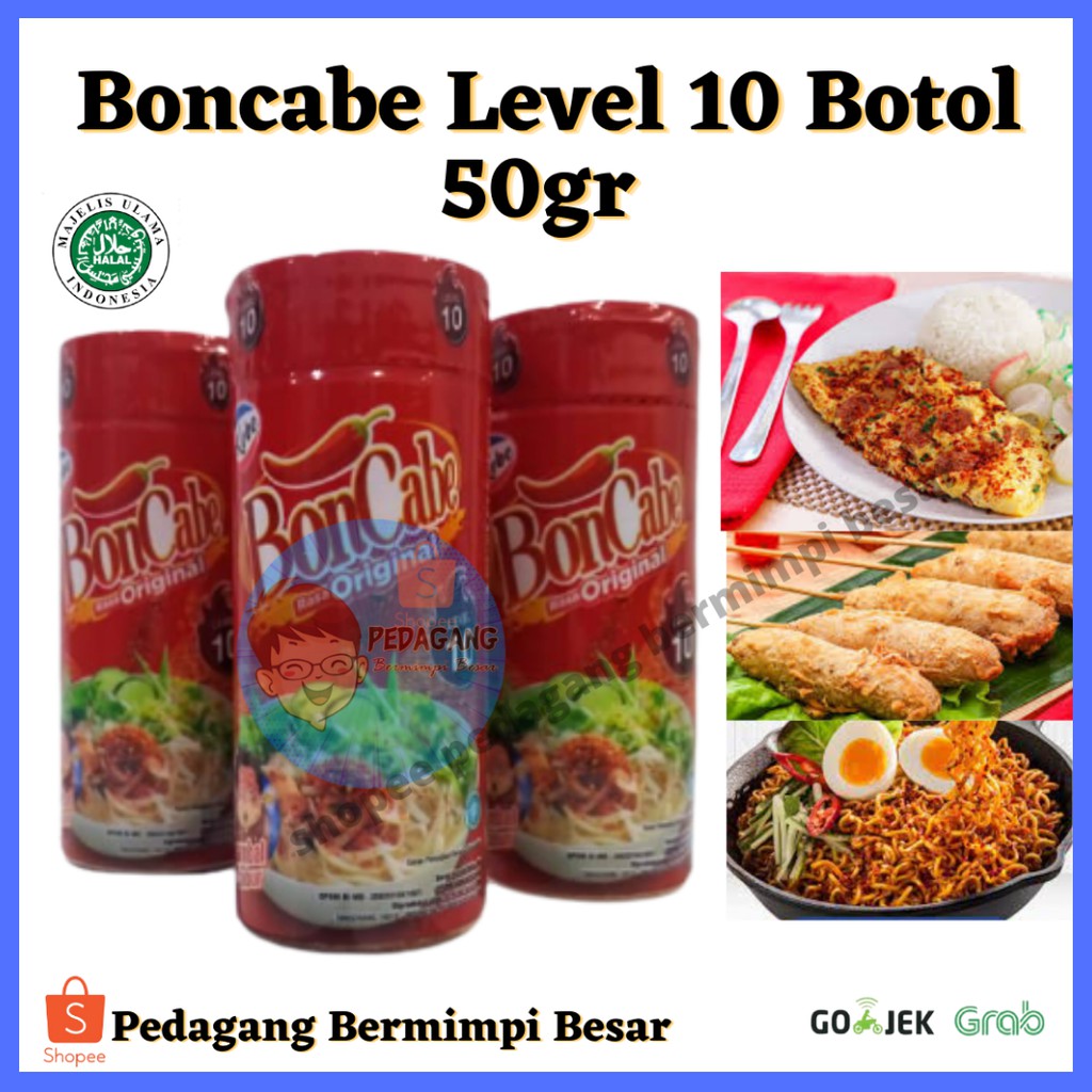 Boncabe Level 10 Botol 50gr/ Bon Cabe/ Bubuk Cabe