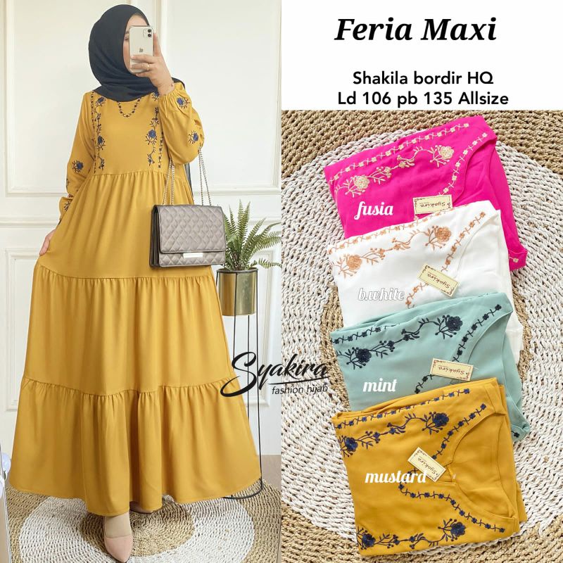 feria maxy dress shakila bordir hq all size syakira