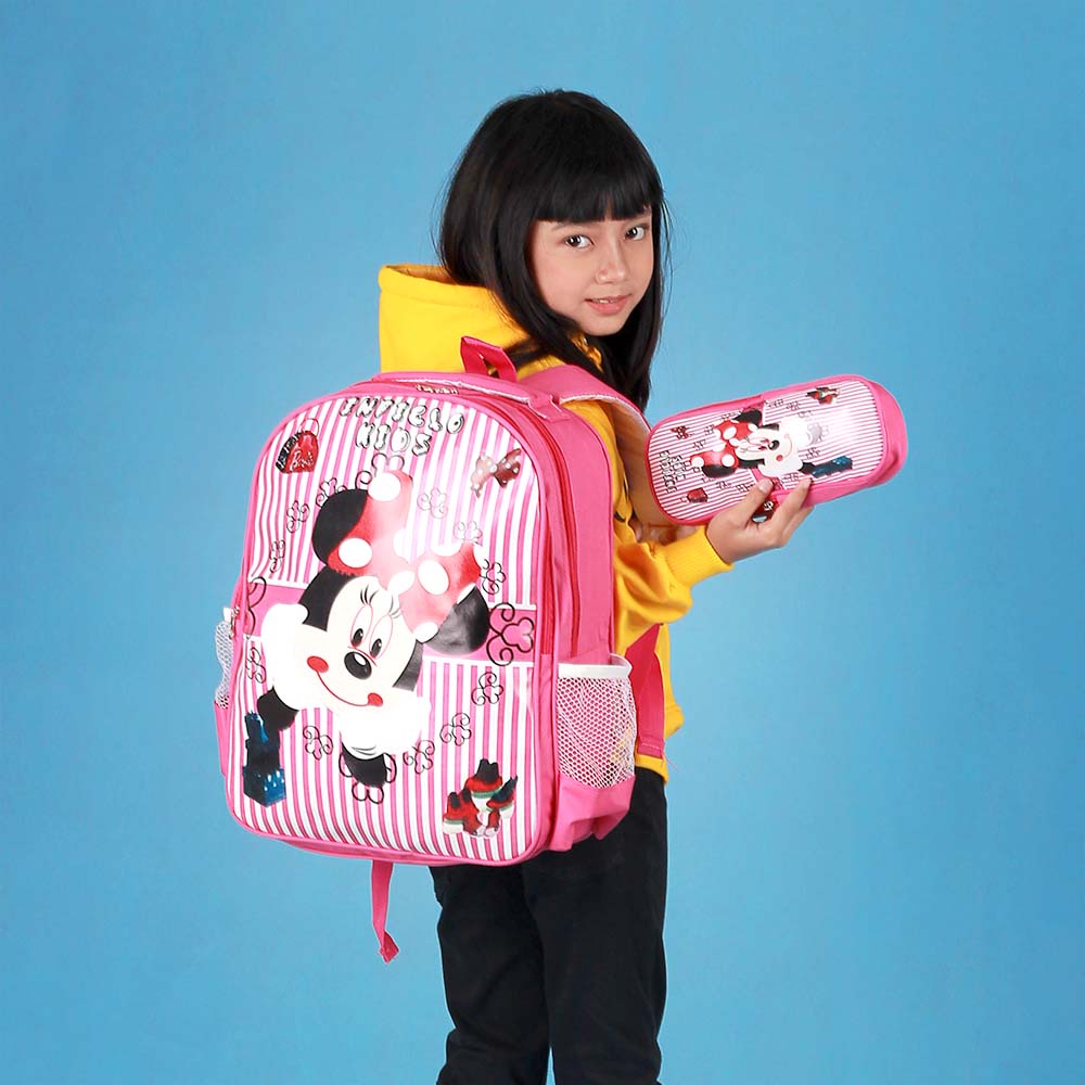 Tas Sekolah Ransel Backpack Anak Perempuan PAUD TK SD Motif Minnie Mouse Lucu Model Terbaru Kualitas Terbaik