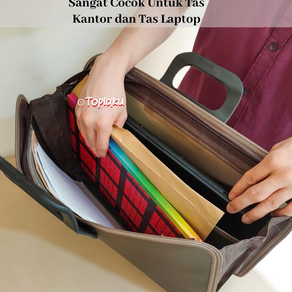 ☃ TOPLA Tas Berkas Dokumen File Besar Anti Air Resleting 15.6 Inch Document Bag Tenteng Jinjing Pent