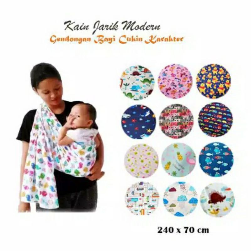 KAIN GENDONGAN BAYI MODERN /SELENDANG CUKIN JARIK MOTIF KARAKTER / KAIN GENDONG