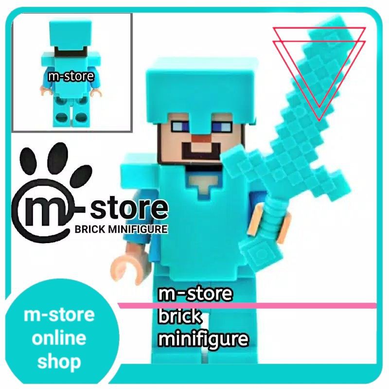 lego minecraft mine craft steve in armor minifigure