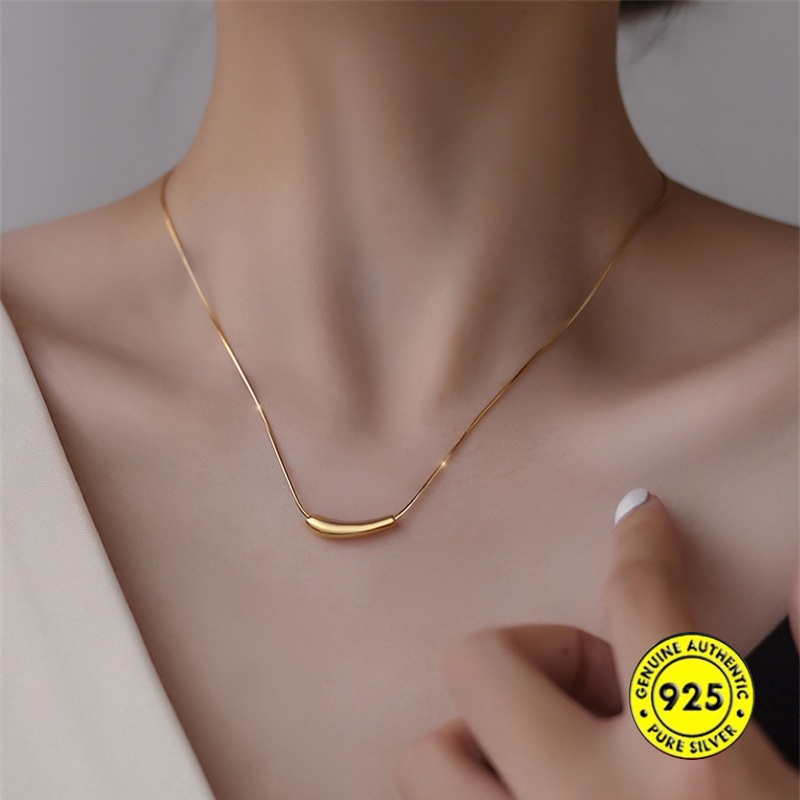 Kalung Bahan S925 Silver Gaya Korea Untuk Wanita