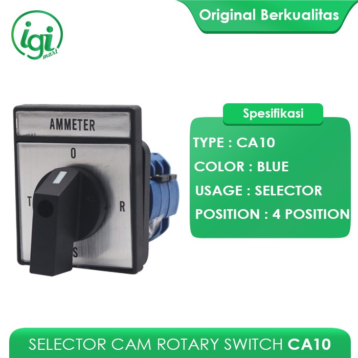 Jual SELECTOR SWITCH AMPERE CA10 4 POSISI / ROTARY SWITCH AMPERE