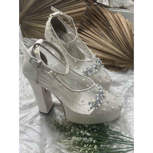 sepatu wedding wanita brokenwhite 12cm tahu