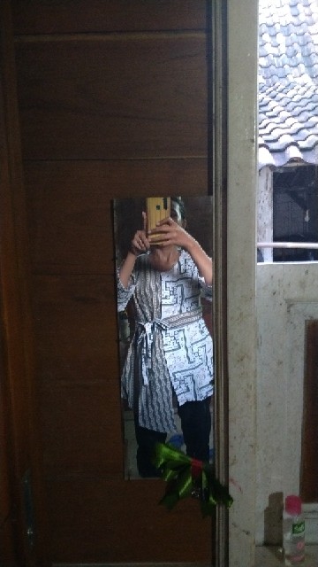 Atasan Batik Wanita Kombinasi Motif Koin Bahan Katun Hitam Salur M L Xl Xxl Jumbo Big Size