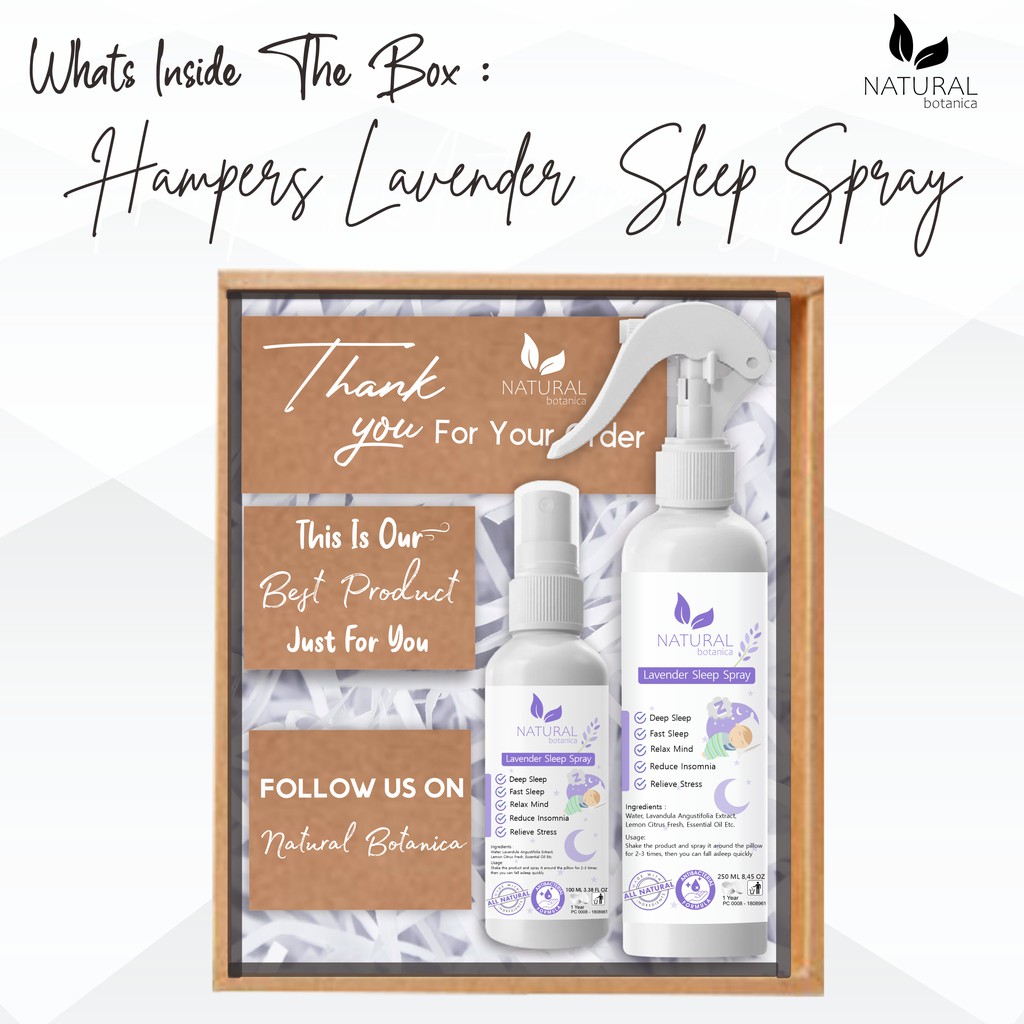 Natural Botanica Lavender Sleep Spray Parcel Hadiah Gift Hampers Pernikahan, Kado Ulang Tahun, Birthday Gift , Hamper Wisuda  Spesial Parcel Kado Ramadhan Idul Fitri