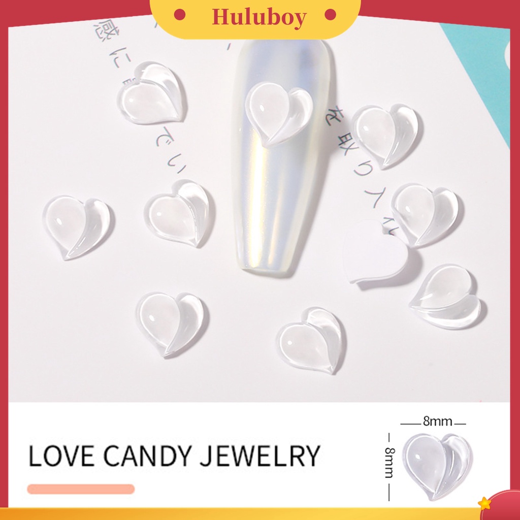Huluboy Huluboy♡ 10 Pcs Perhiasan Kuku Bentuk Permen Hati Bahan Resin Untuk Anak Perempuan