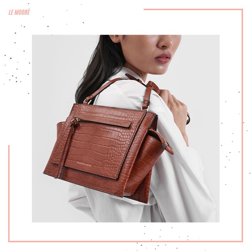 CK Croc-Effect Mini Trapeze Crossbody Bag