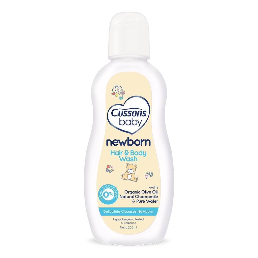 Cussons Baby Hair &amp; Body Wash Newborn 200ml - Sabun Shampoo Cair Bayi