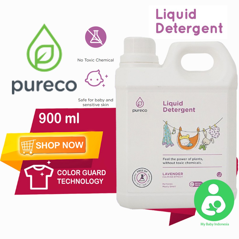 PURECO - PURECO LIQUID DETERGEN LAVENDER REFILL 900ML