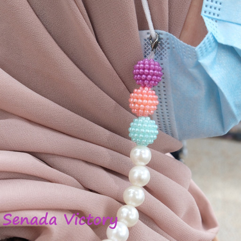 Senada Victory Kalung Masker Mutiara Etnik Tali Masker Konektor Masker Handmade