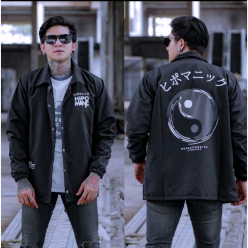 ( COD) JAKET COACH/JAKET PRIA CASUAL/jaket windbreakers-Hitam hipo