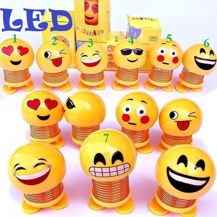 Jual LED TIK TOK Boneka Goyang Kepala Emoji Pegas LED Emoticon Spring