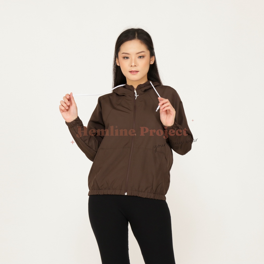 Aima Jaket Brown - Jaket Parasut Hoodie Wanita