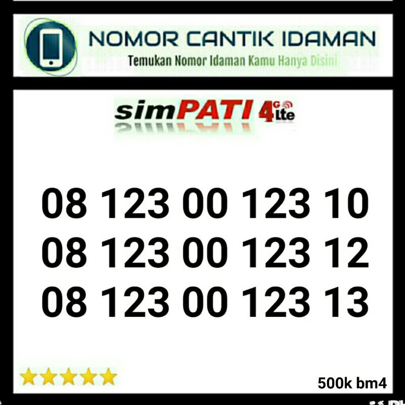 kartu perdana nomor cantik simpati 4g lte seri 67 1922 bmi4
