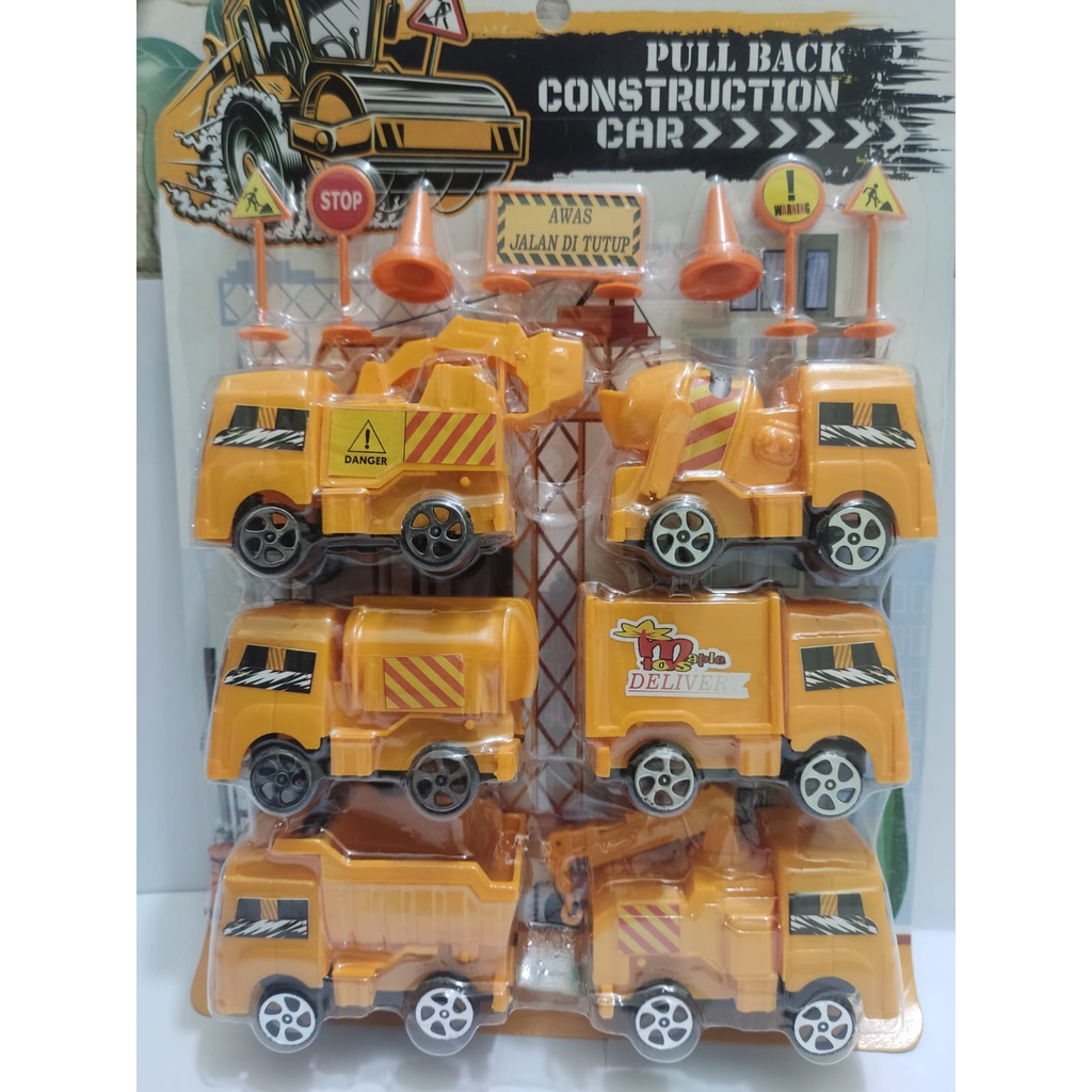 Mainan Mobil Truck Contruction 6pcs Plastik