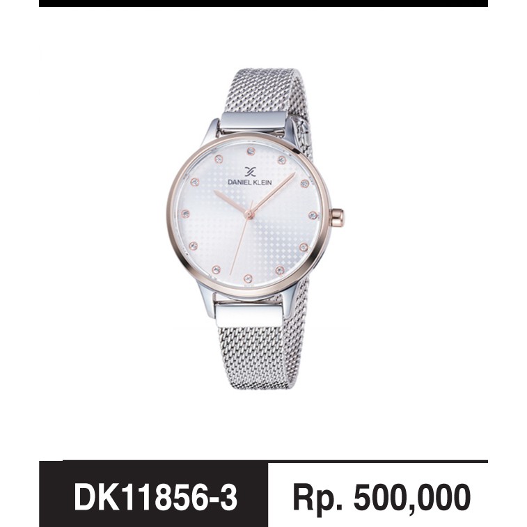 Daniel Klein DK11856-3 Silver Rosegold Jam Tangan Wanita Original Fashion Wanita