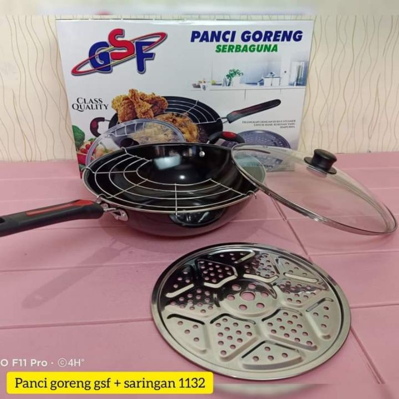 PANCI GORENG GSF / PANCI GORENG SERBAGUNA / PANCI GORENG ENAMEL TUTUP KACA / PANCI GORENG ENAMEL SAR