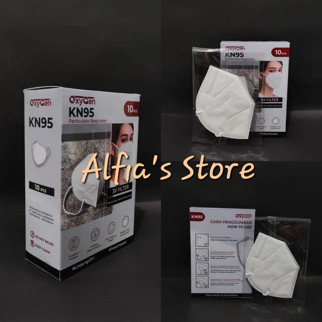 MURAH MASKER KN95 OXYGEN 6ply 1 Box Isi 10 Pcs Kemenkes RI , Masker Tebal Premium , Face Mask TERBAR