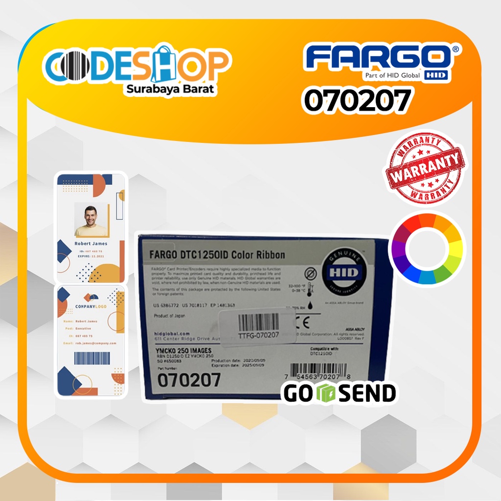 Tinta Printer Id Card Fargo DTC1250ID Pn 070207 Ribbon Ymcko