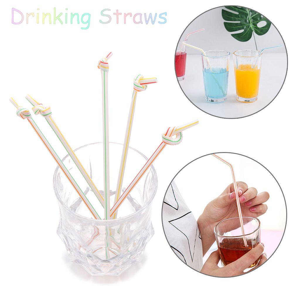 Solighter 100 /300/500pcs Sedotan Minum Ulang Tahun Disposable Wedding Cocktail Perlengkapan Dapur