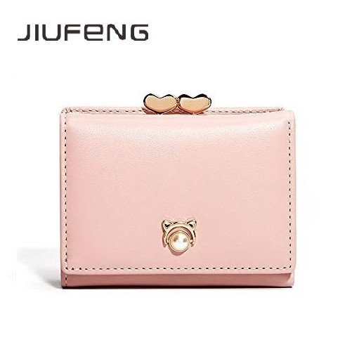 JIUFENG Dompet Wanita Pendek Lipat Tiga Korea Fashion Multifungsi Mutiara Dompet Koin