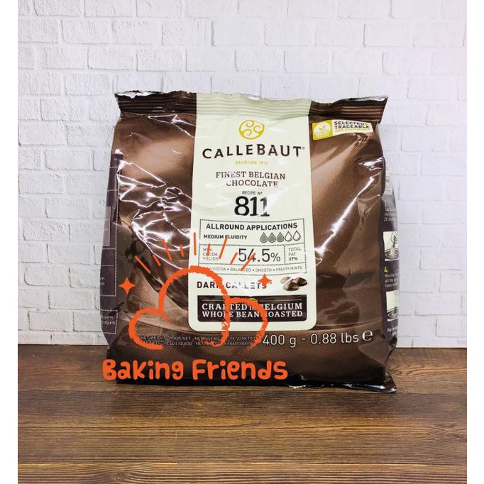 

Callebaut 811 Dark Chocolate 400GR/Dark Callets 54.5% KEMASAN ASLI
