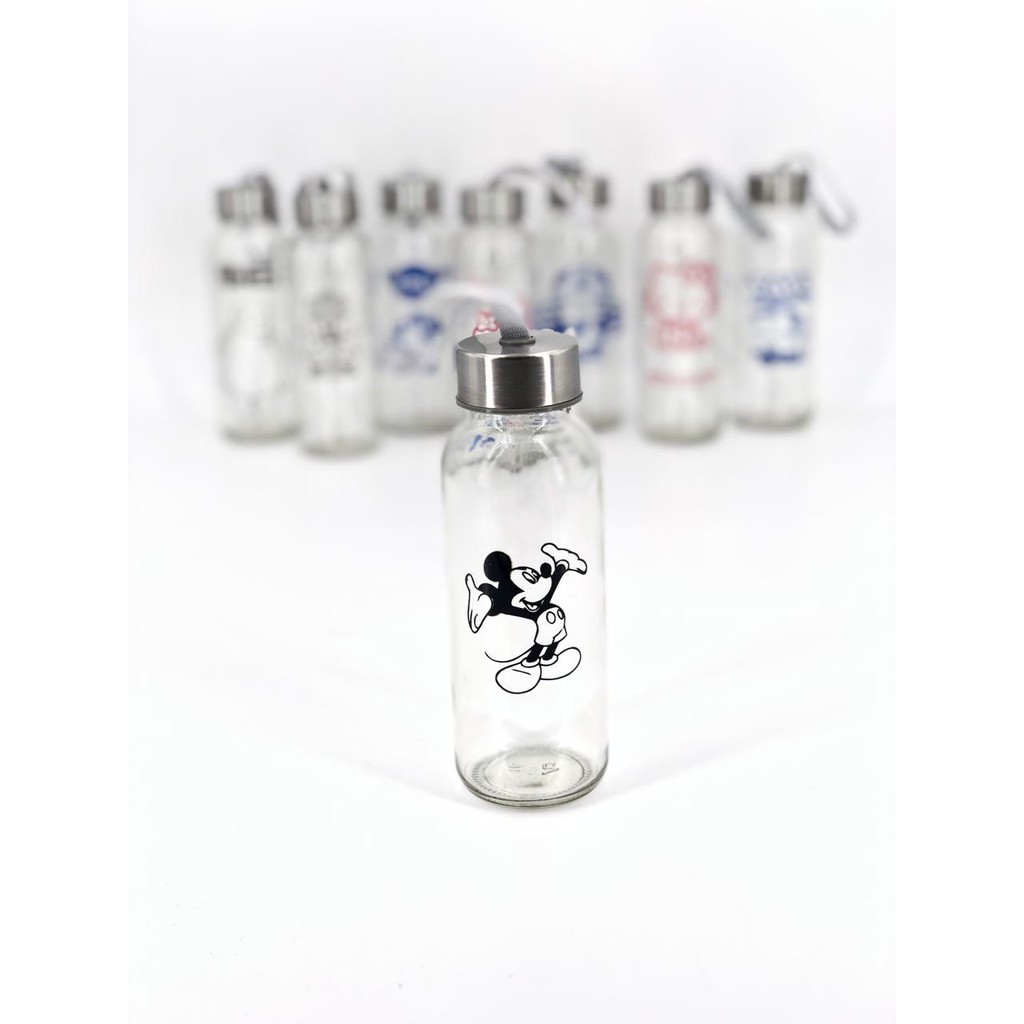 Grosir - B182 Botol Minum Kaca Karakter Clear / Free Kotak