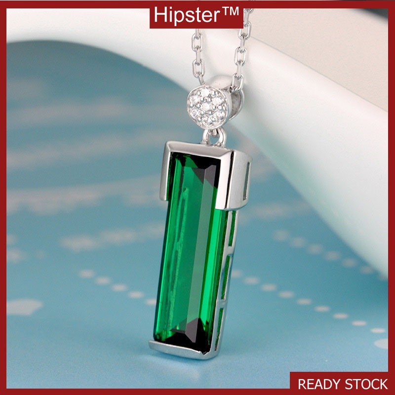 Hot Sale Classic Fashion Luxury Square Emerald Pendant Necklace