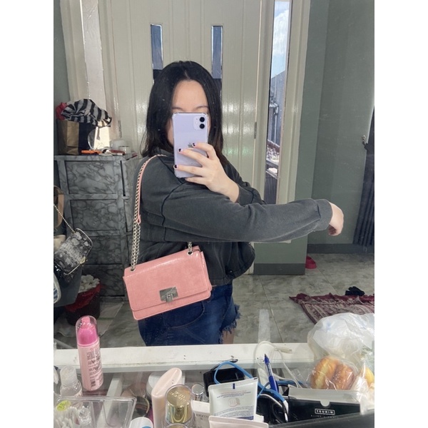 Stradivarius Pink Croco Sling Bag