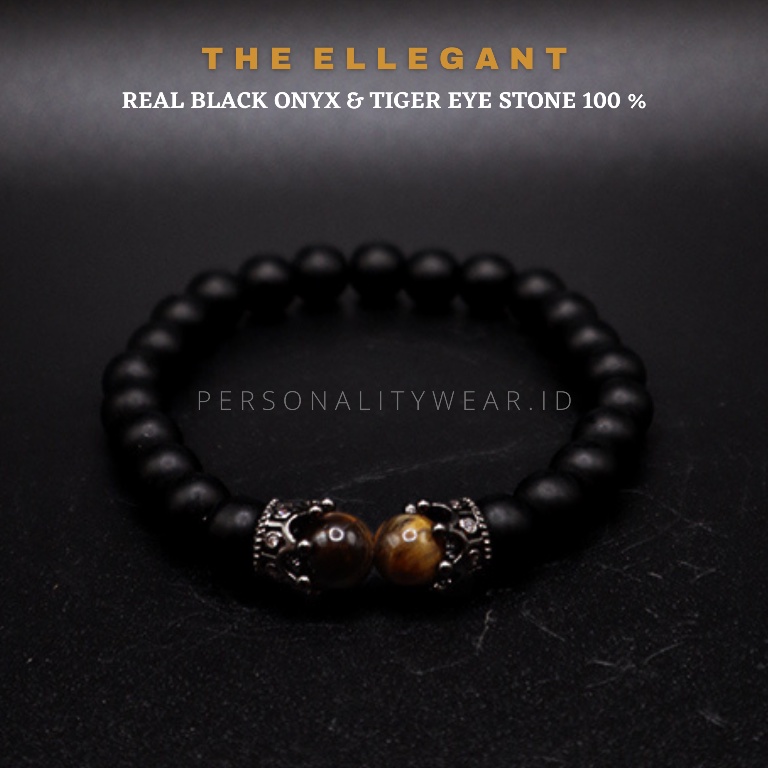 Gelang Tangan Pria Wanita Cowok Cewek Batu Kristal Hitam Black Onyx Tiger Eye Ori ASLI Keren cantik Simple Terbaru