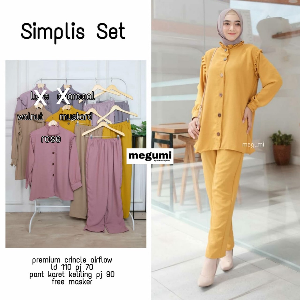 Jual One Set Crinkle Premium Casual Simplis Ld Bahan Airflow Adem