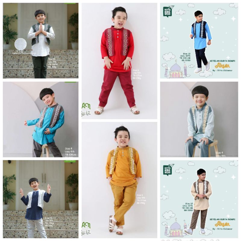 Setelan Baju Muslim Anak Laki-laki Vitto Kidswear Baju Koko Rompi
