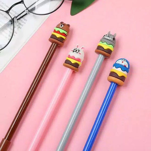 Pena Burger Karakter Pulpen Gel Lucu Import / Pulpen Hamburger Unik Stationery / TV-51