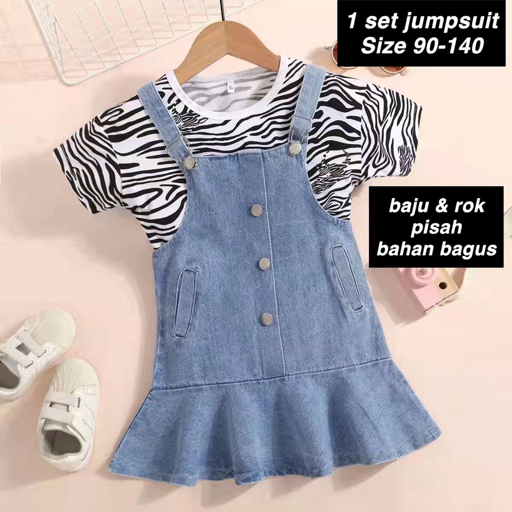 (LOLI-JKT) BS-146 STELAN ANAK CEWEK JUMPSUIT  ZEBRA SIZE S - XXXL